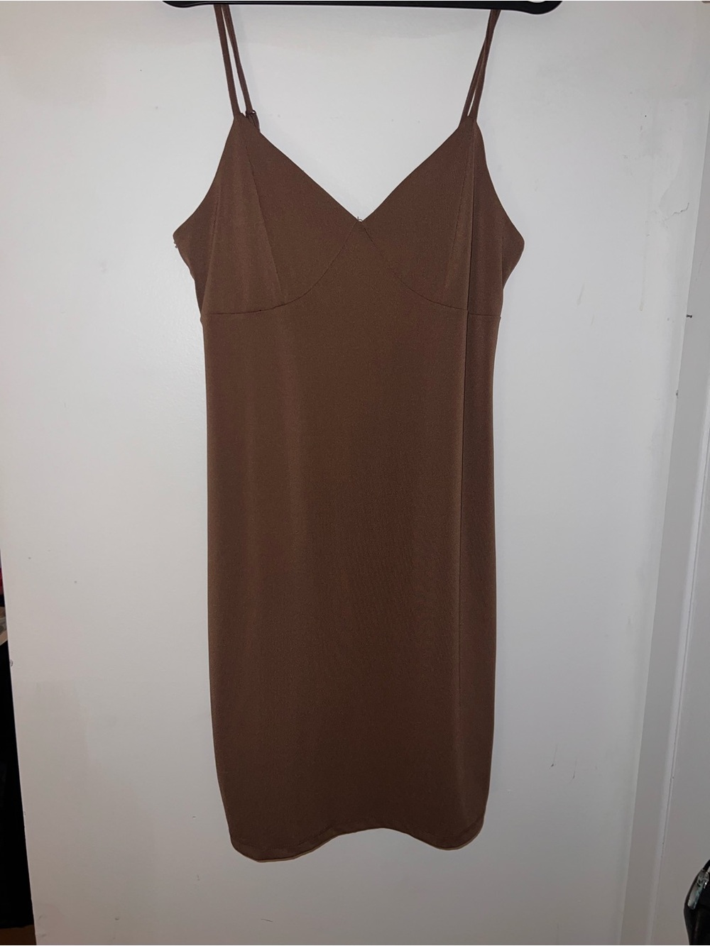 Brown Slip Dress with Spaghetti Straps